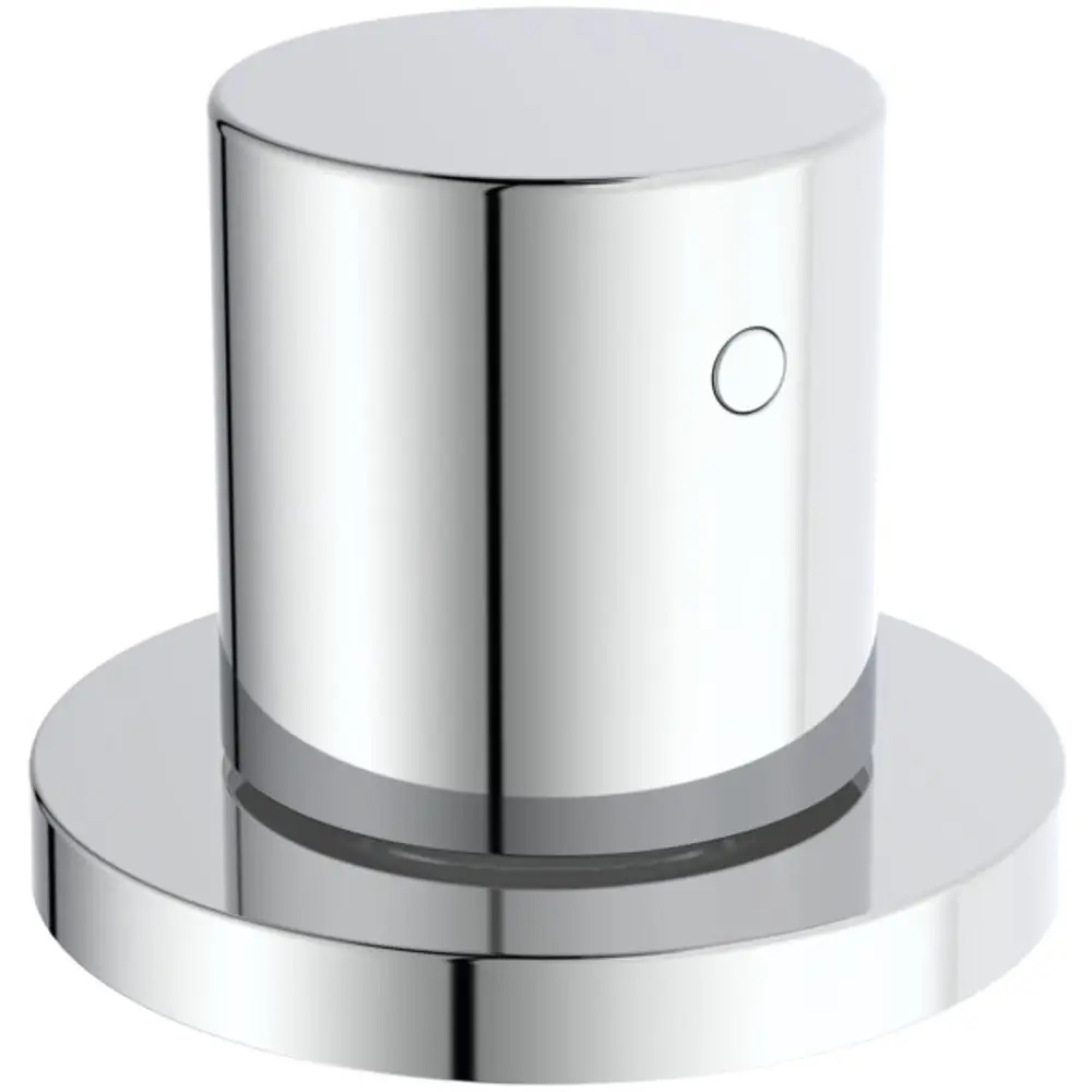 Umsteller in runder Form mit glänzender chromfarbener Oberfläche, hergestellt von Ideal Standard. Featured aus einem zylindrischen Teil auf einer runden Basis.